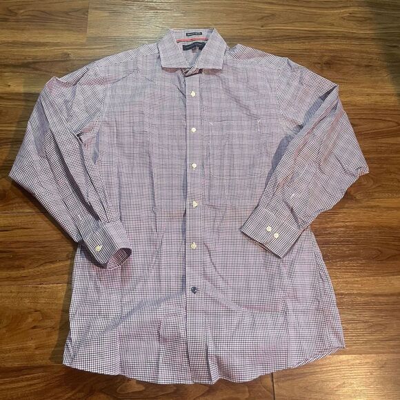 Tommy Hilfiger Other - Tommy Hilfiger Button Up Dress Shirt Mens Sz 15.5 32-33 Purple Plaid Regular Fit